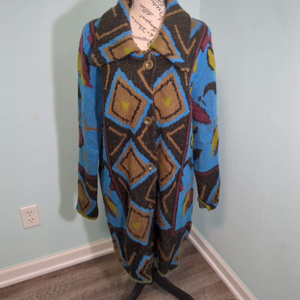 Elana Wang sweater medium cardigan long button front